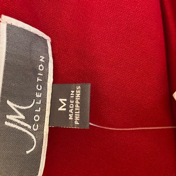 JM Collection Red Flutter Sleeve Top Size M NWT New - Picture 9 of 12